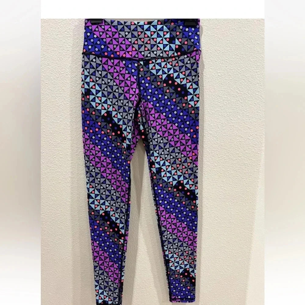 VICTORIA'S SECRET SPORT GEO Small MULTI COLORED LEGGINGS DRAW WAIST
